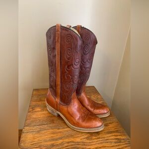 Vintage Dingo Acme 70s 80s Western Cowboy Cowgirl Boots Brown Leather Womens 7